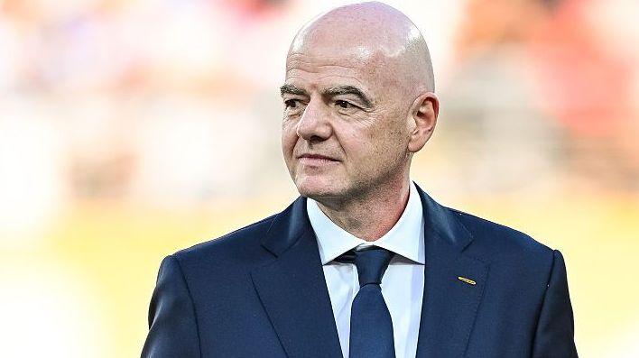 Gianni Infantino looks on during the World Cup