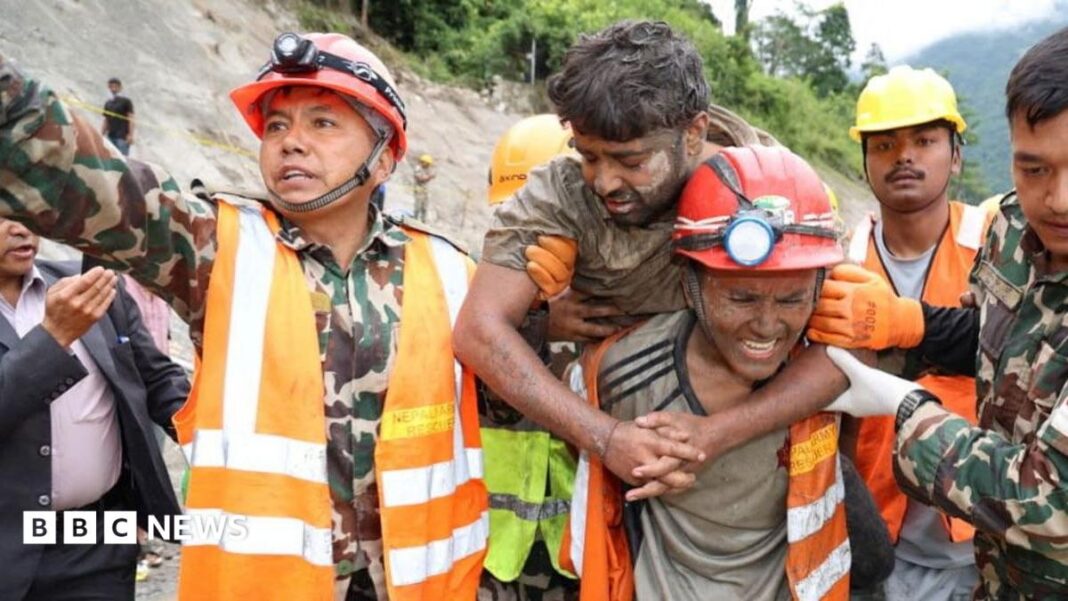 ‘A rare moment of joy’: Nepal tunnel rescues bring hope for more flood survivors image