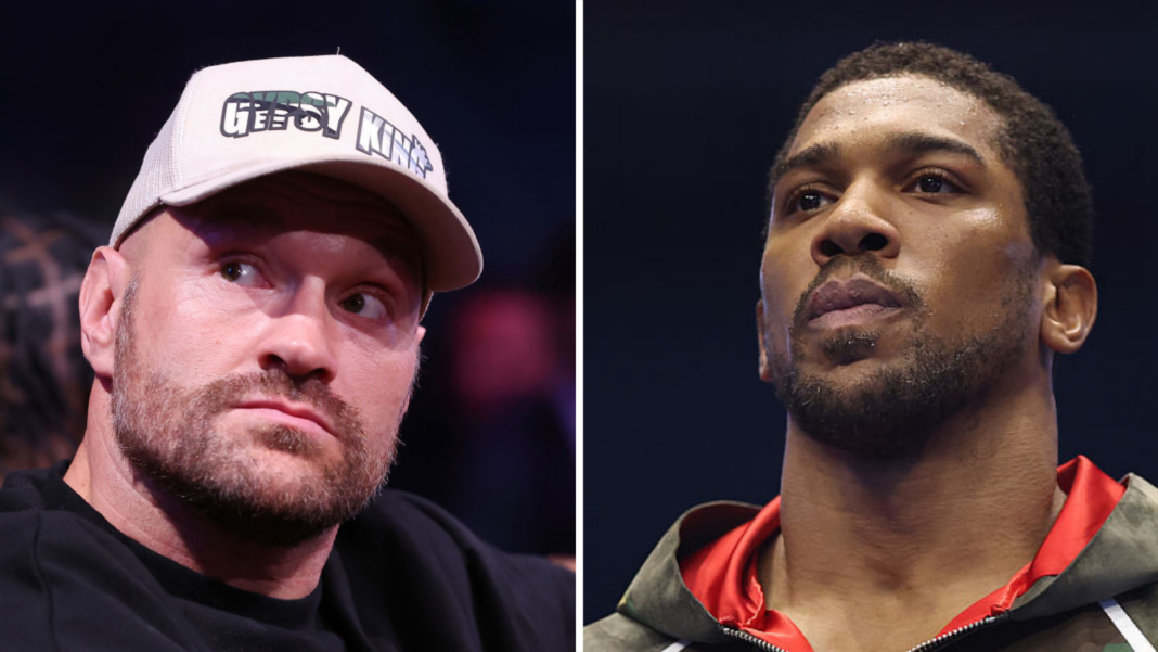 A side-by-side photo of Anthony Joshua and Tyson Fury