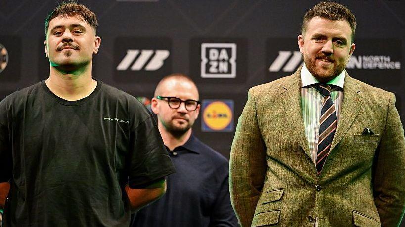 Dave Allen and Thomas Carty with Matchroom CEO Frank Smith in the background