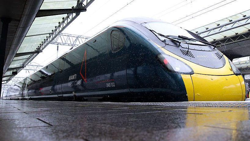 An Avanti West Coast Pendolino train arrives at Manchester Piccadilly railway station on 19 May 19, 2026 in Manchester.