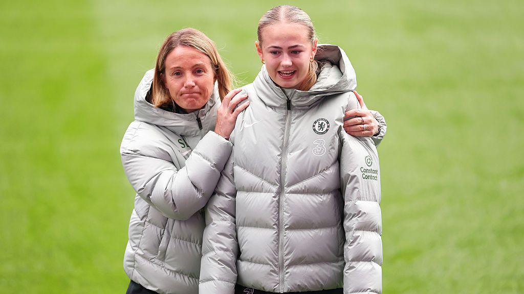 Sonia Bompastor and Lexi Potter at the end of last season