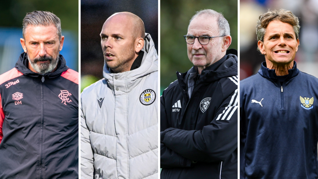 Rangers manager Derek McInnes, St Mirren head coach Craig McLeish, Celtic manager Martin O'Neill and St Johnstone boss Simo Valakari