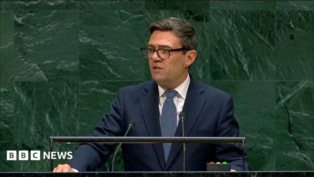 Watch: Key moments from Andy Burnham’s first UN speech image
