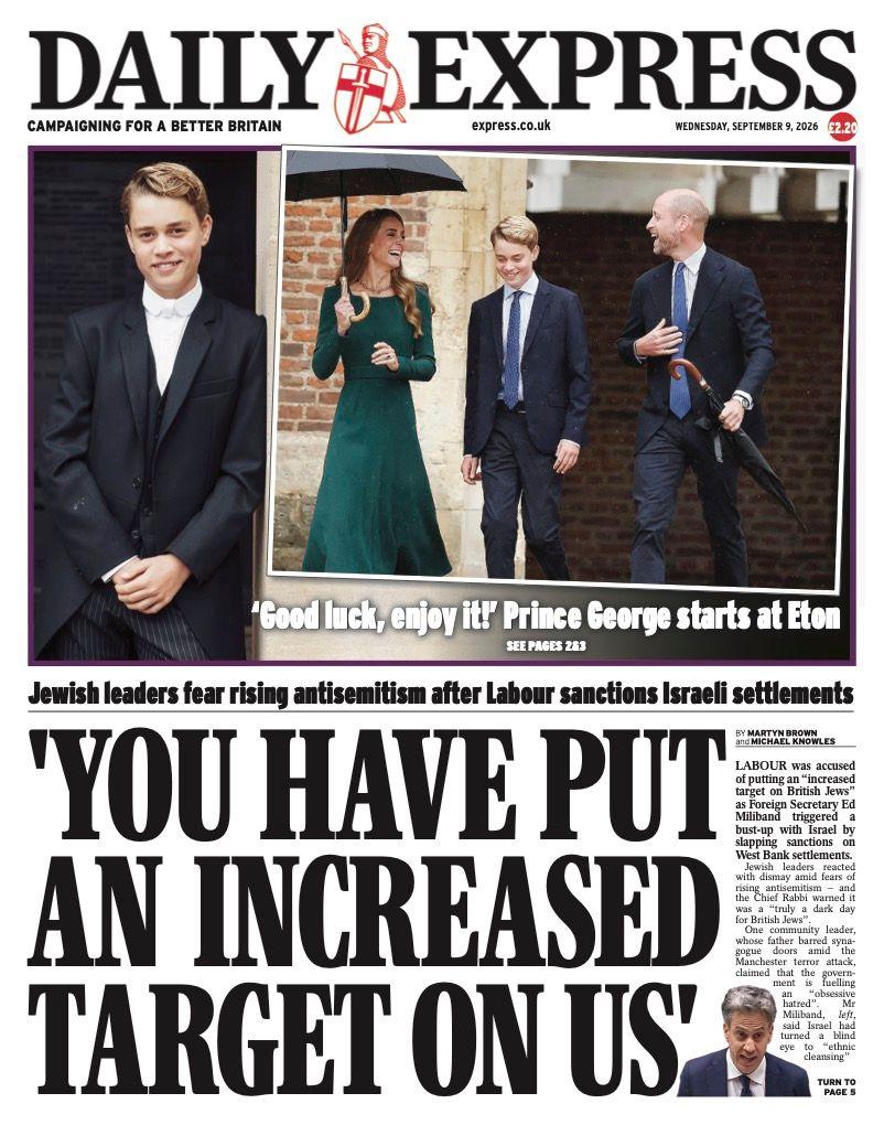 "You have put an increased target on us'," reads the headline on the front page of the Daily Express.