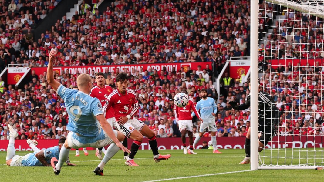 Erling Haaland scores for Man City