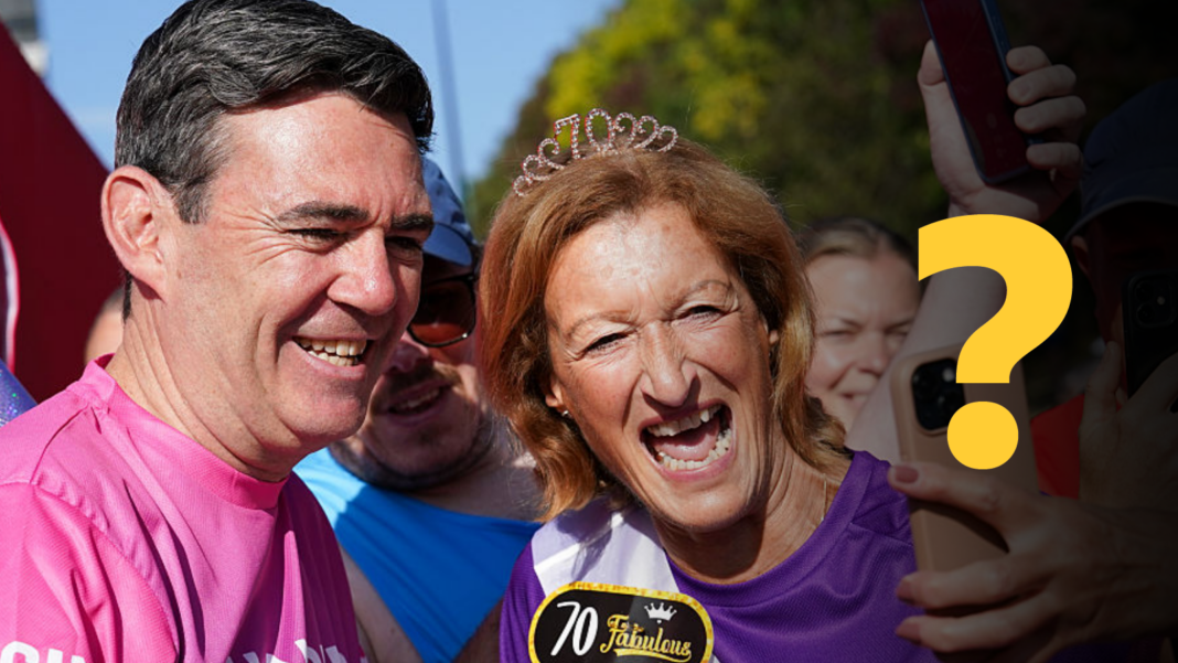 Andy Burnham and another runner take a selfie