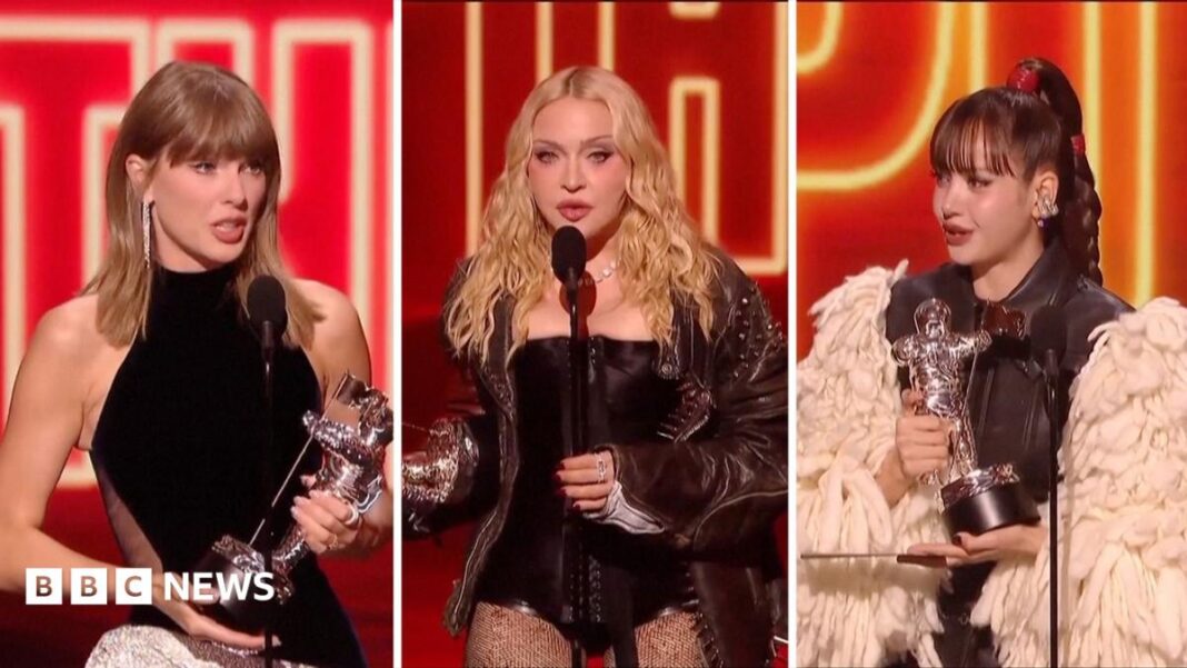 Watch: Madonna and Taylor Swift win big at the MTV VMAs image