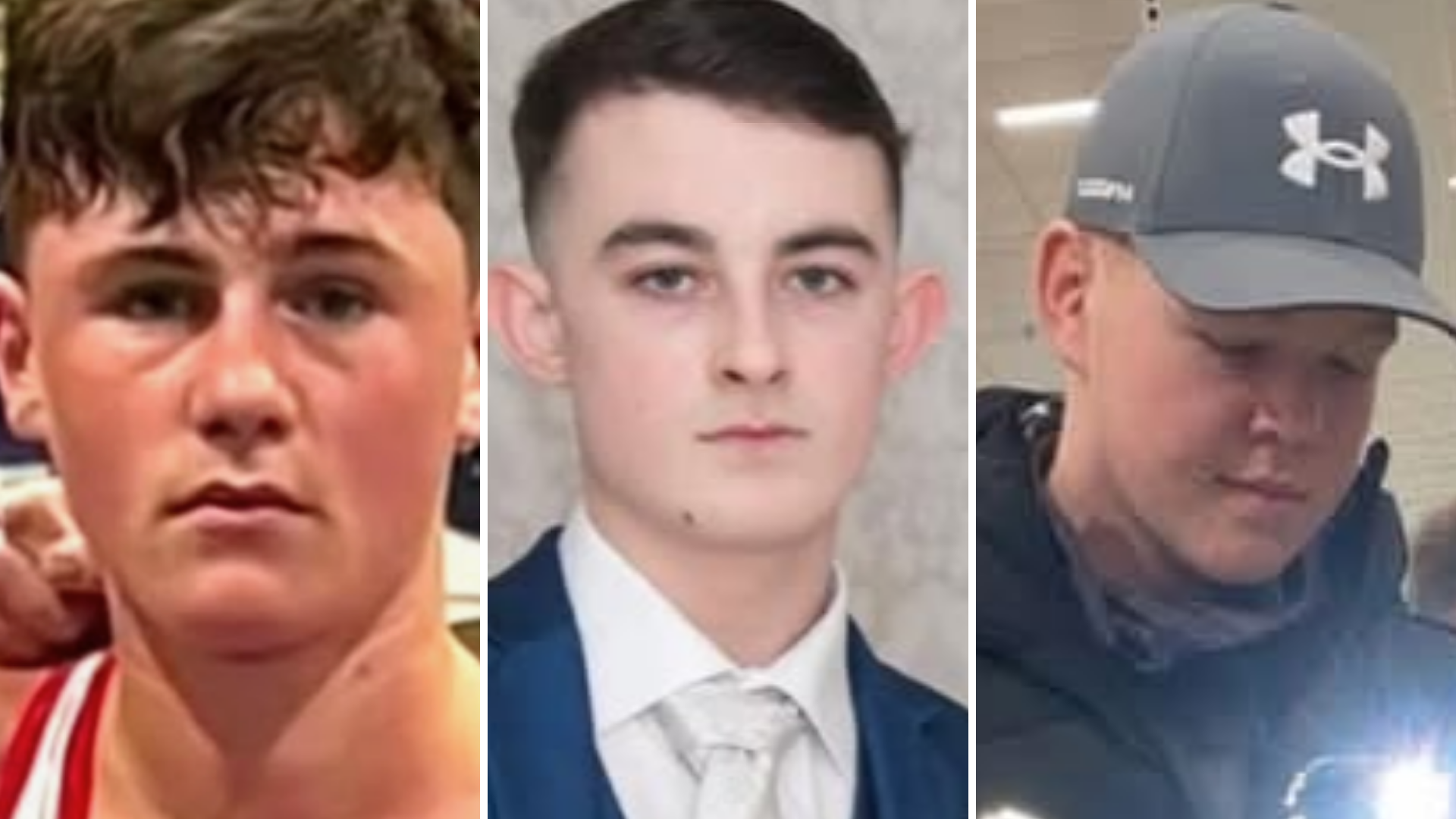 A composite image of three teenagers