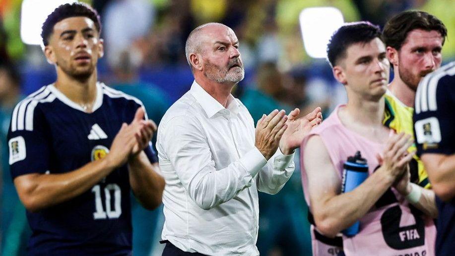 Steve Clarke and his players applaud Scotland's fans