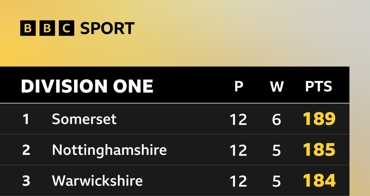 A graphic for the top three in the County Championship