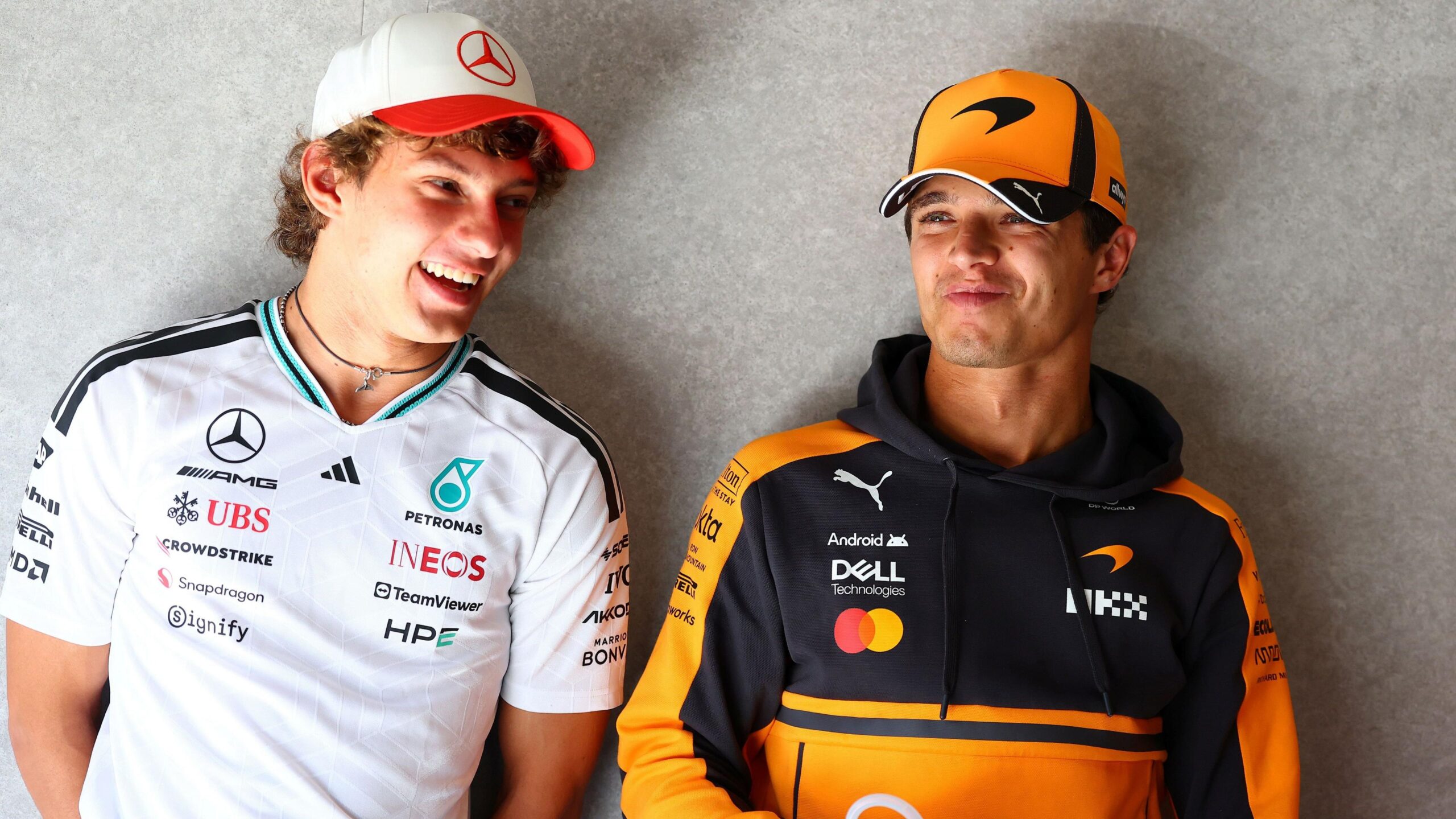 Mercedes driver Kimi Antonelli and McLaren driver Lando Norris