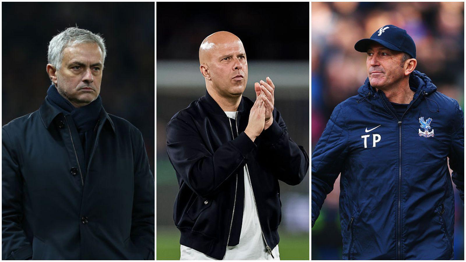 Composite image showing Jose Mourinho, Arne Slot and Tony Pulis