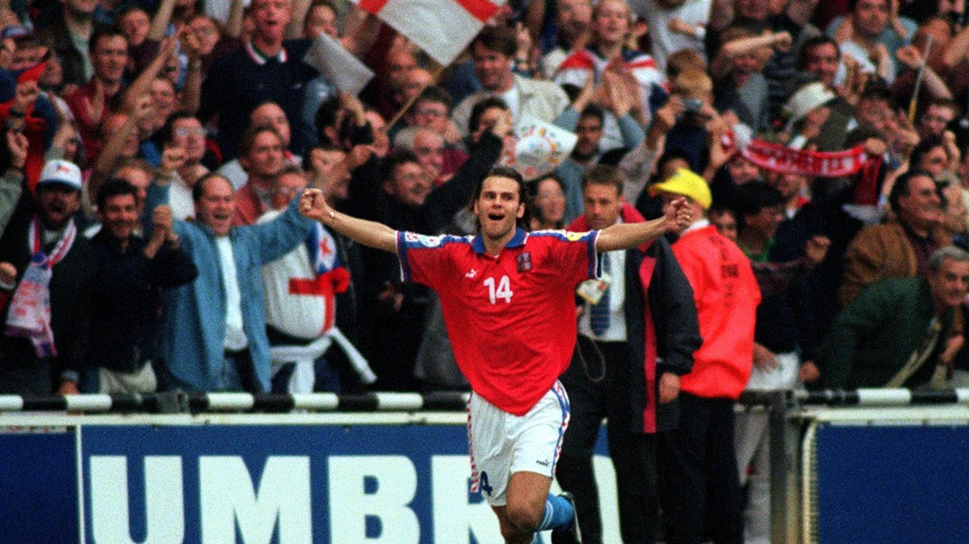 Patrik Berger celebrates Euro '96 final goal
