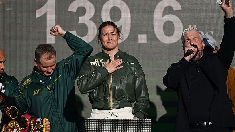 Katie Taylor holds her hand to her chest