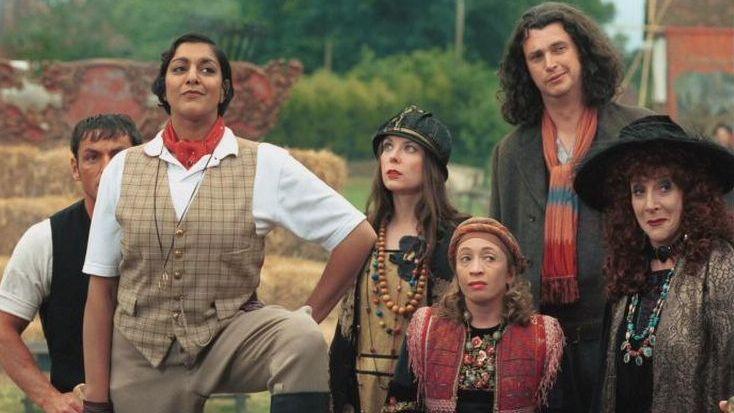 Picture shows: Unidentified actor, Meera Syal as Madame Marlene, unidentified actress, Nikki McInnes as Lily, Peter Gallagher as Little Bernard and Sheila Steafel as Celestine Venus in The Rising of the Moon, the second part of the new series of the detective drama, The Mrs Bradley Mysteries. When a travelling circus stops at a tranquil village, the knife throwers partner is stabbed to death, prompting investigation by Mrs Bradley. ? ; SYAL, MEERA ; ? ; McINNES, NIKKI ; GALLAGHER, PETER ; STEAFEL, SHEILA