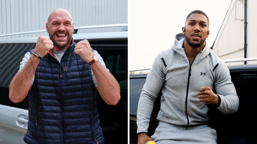 Fury & Joshua in London for news conference as doubts ease Tyson Fury and Anthony Joshua getting out of their respective cars in London