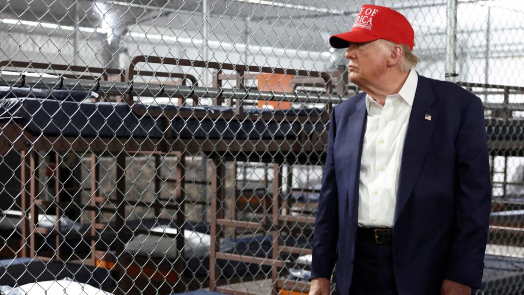 Immigrants held in small outdoor cages at ‘Alligator Alcatraz’ in Florida, investigators find Donald Trump tours the Alligator Alcatraz facility