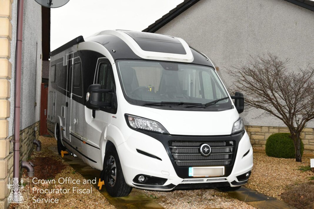 The motorhome parked outside Peter Murrell's mother's house.