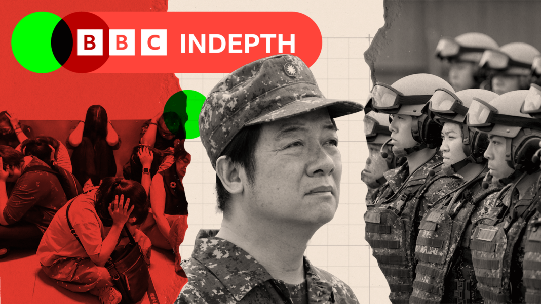 Trump-Xi summit: What wasn’t said might matter the most A treated montage image showing people walk past the Taipei 101 skyscraper building in Taipei, Taiwan and also an image of Taiwan military Patriot air defense system deployed at a park as part of the annual Han Kuang military exercises, in Taipei, Taiwan