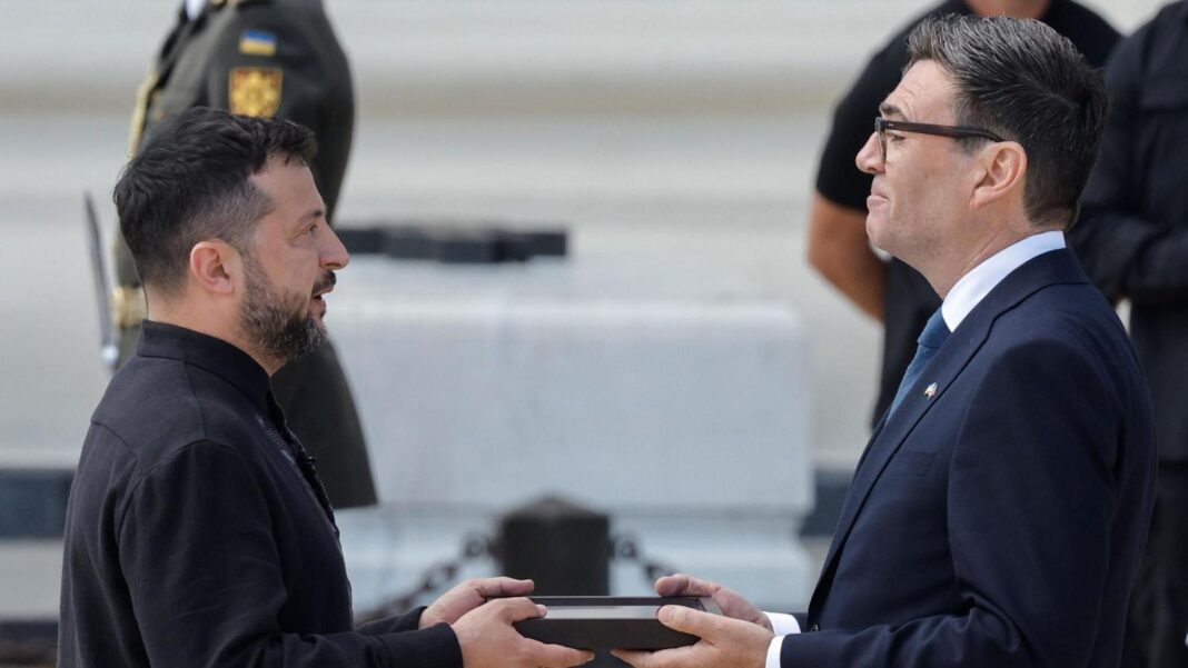 Member of UK armed forces dies in road traffic incident in Ukraine Burnham accepts an award from Volodymyr Zelensky on behalf of the British people recognising the UK's support for Ukraine
