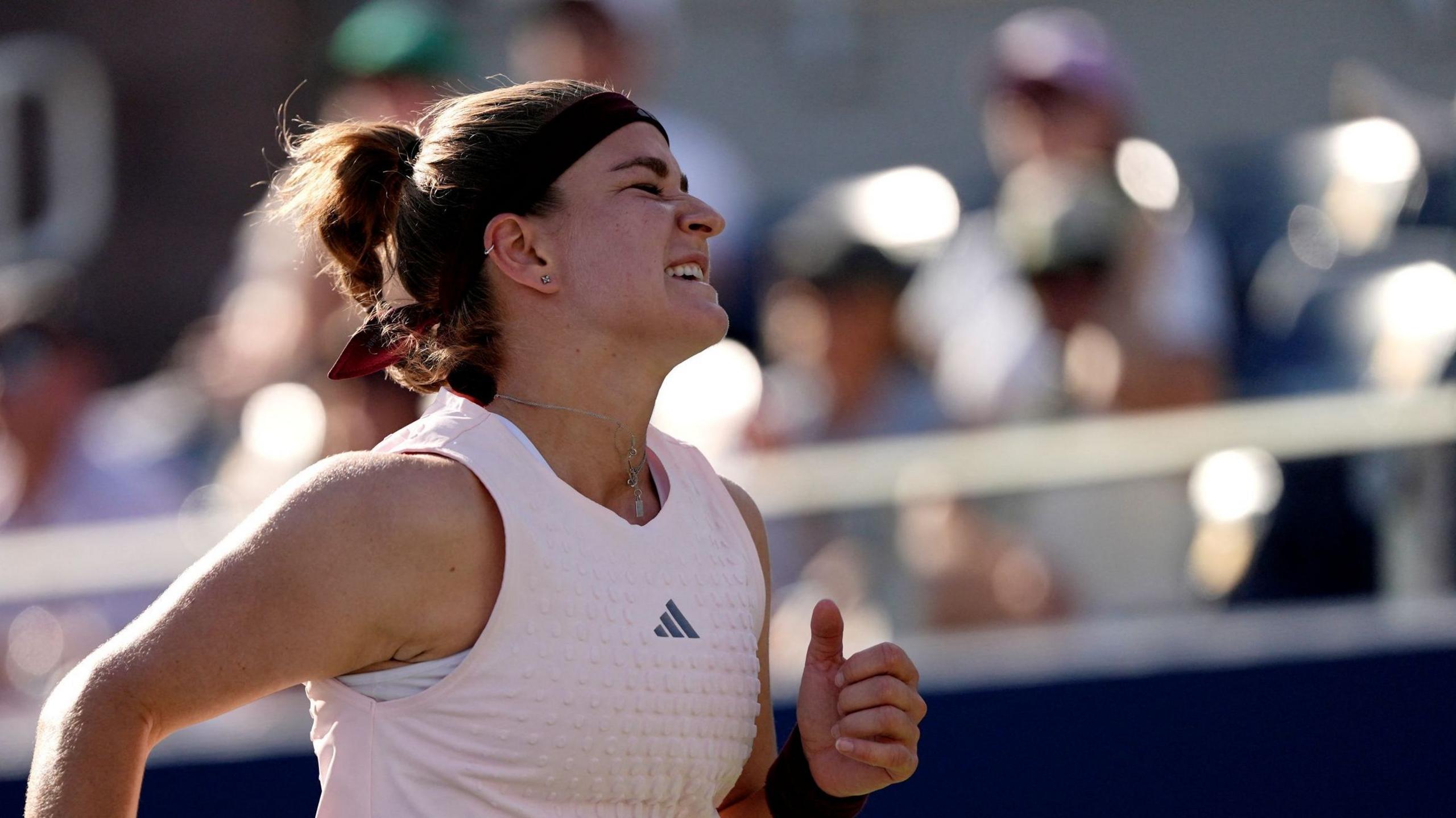 Karolina Muchova grimaces in her US Open defeat