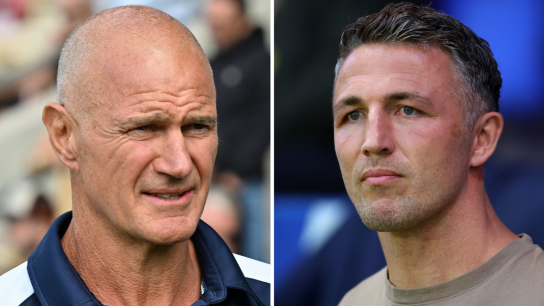Leeds and Warrington tussle for Grand Final spot Leeds Rhinos head coach Brad Arthur and Warrington Wolves boss Sam Burgess in a split picture