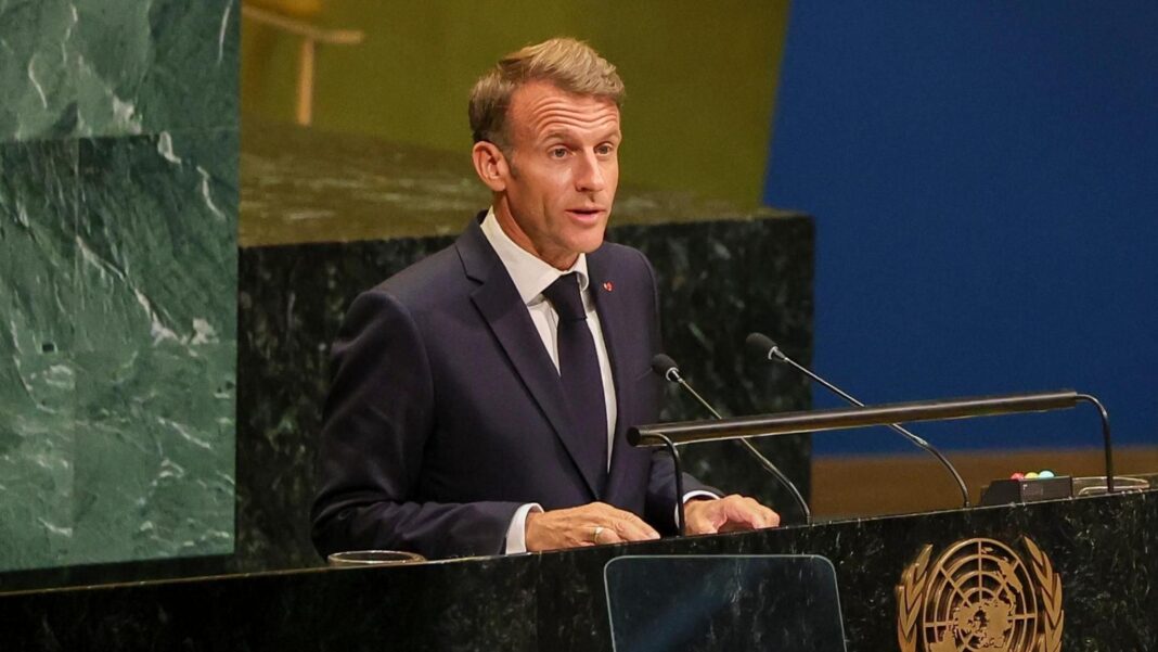 Netanyahu calls Macron’s remarks on West Bank in UN speech ‘grotesque’ French President Emmanuel Macron addresses the UN General Assembly in New York (22 September 2026)