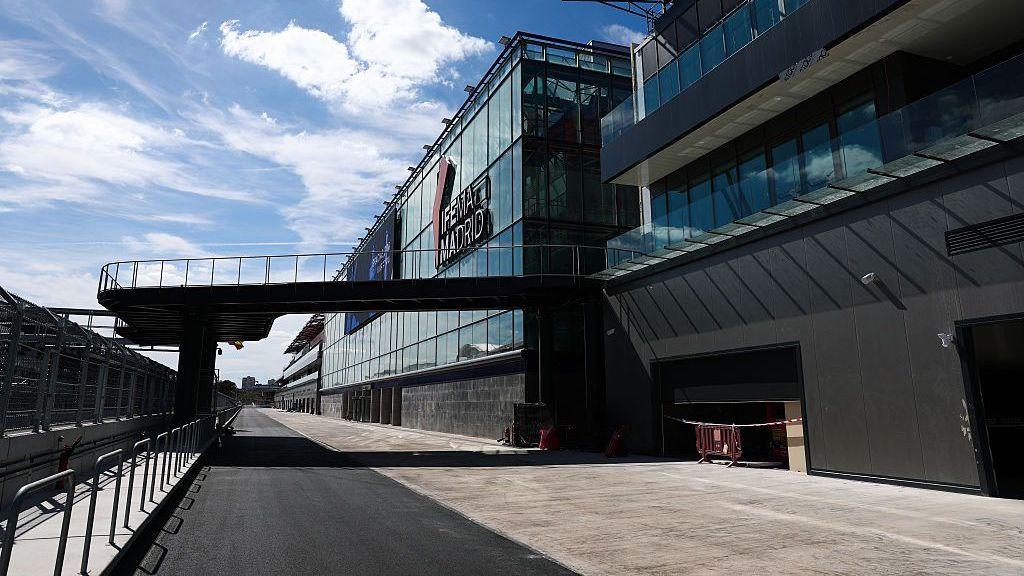 The Madring podium is built out over the pitlane
