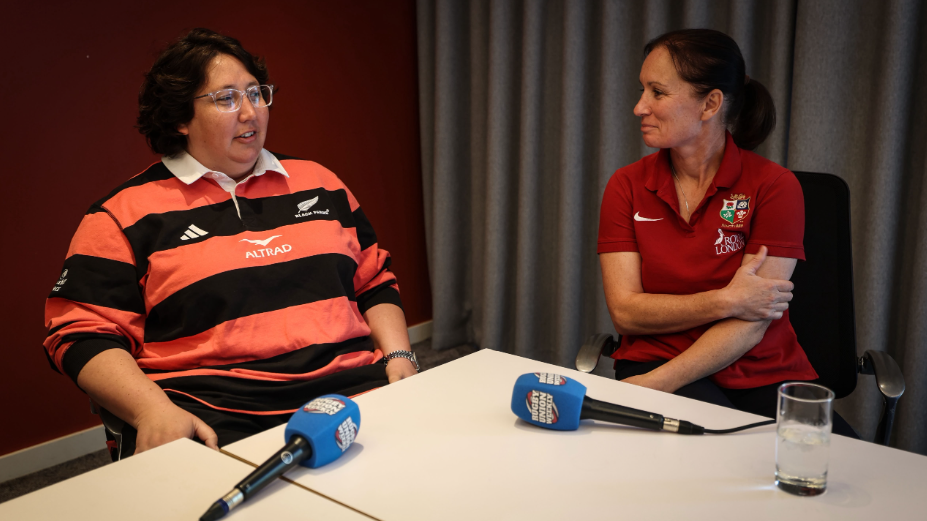 Whitney Hansen and Jo Yapp with Rugby Union Weekly