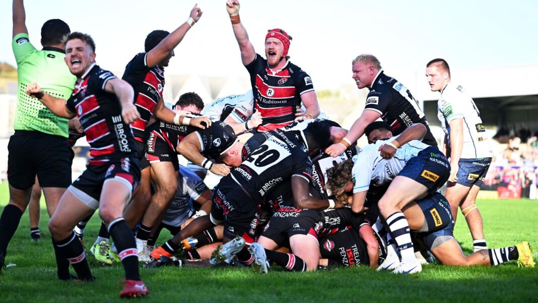 Cornish Pirates impress in opening day Doncaster win Cornish Pirates celebrate a Matt Pritchard try