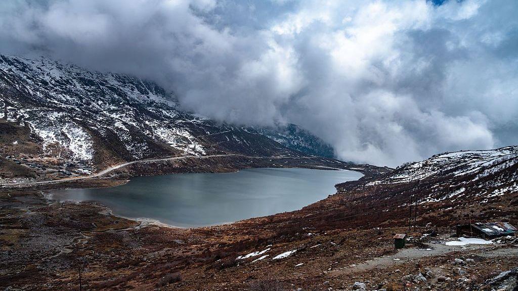 Kupup Lake, also known as Bitan Cho or Elephant Lake, is a high-altitude glacial lake near Jelep La Pass in East Sikkim, India, on April 17, 2026. The lake, situated at approximately 13,066 feet, is part of the Old Silk Route loop near the India-China border and is often frozen from winter through mid-May. I
