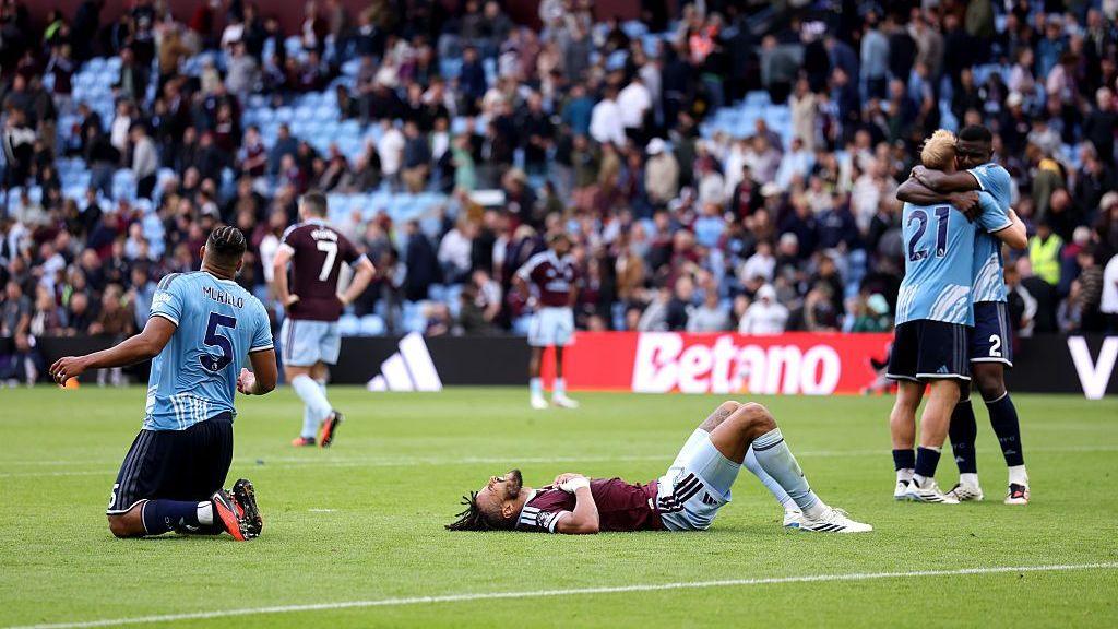 Tyrone Mings reacts to Aston Villa's defeat to Nottingham Forest.