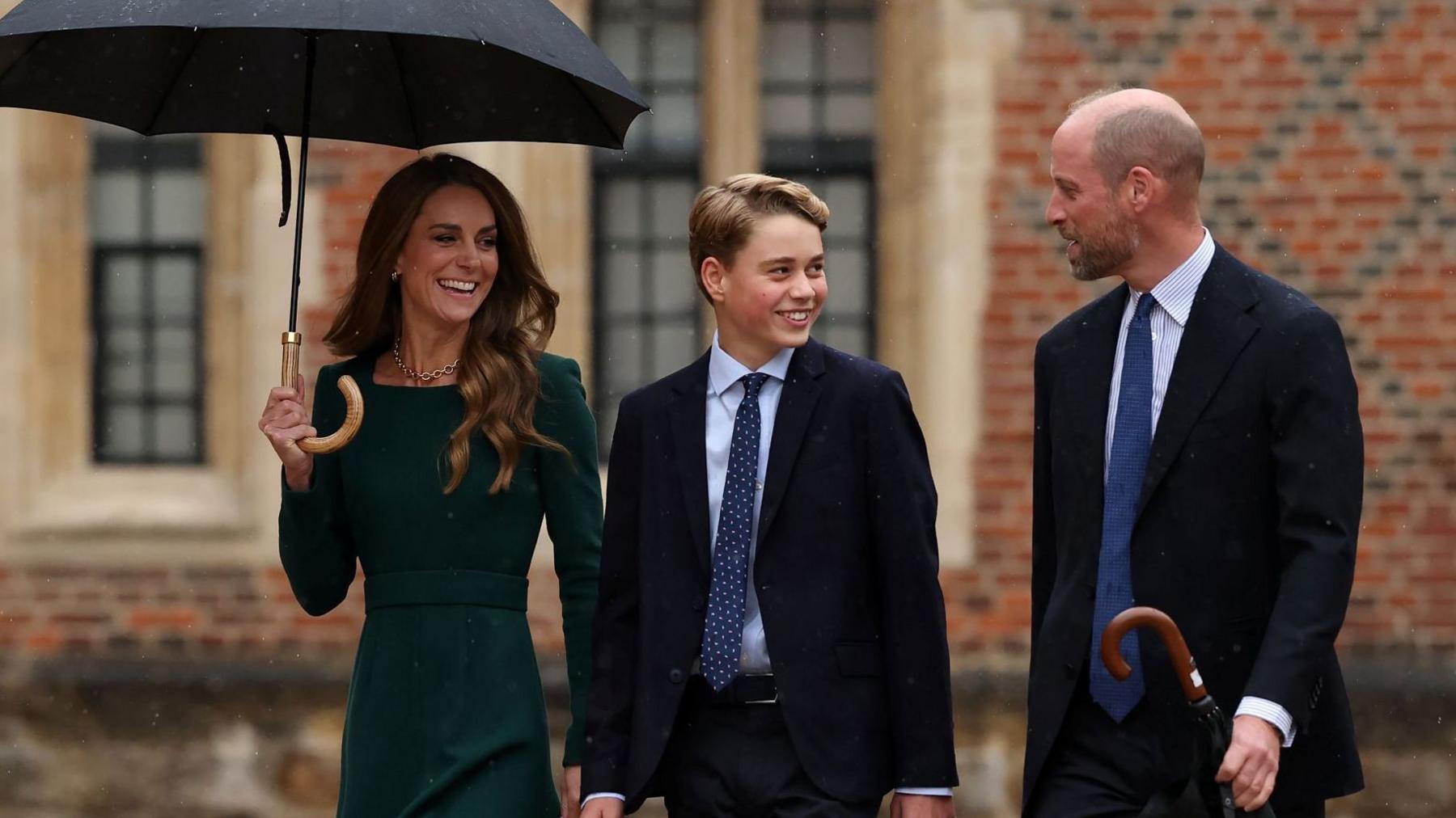 Prince George arrived with his parents for his first day at Eton
