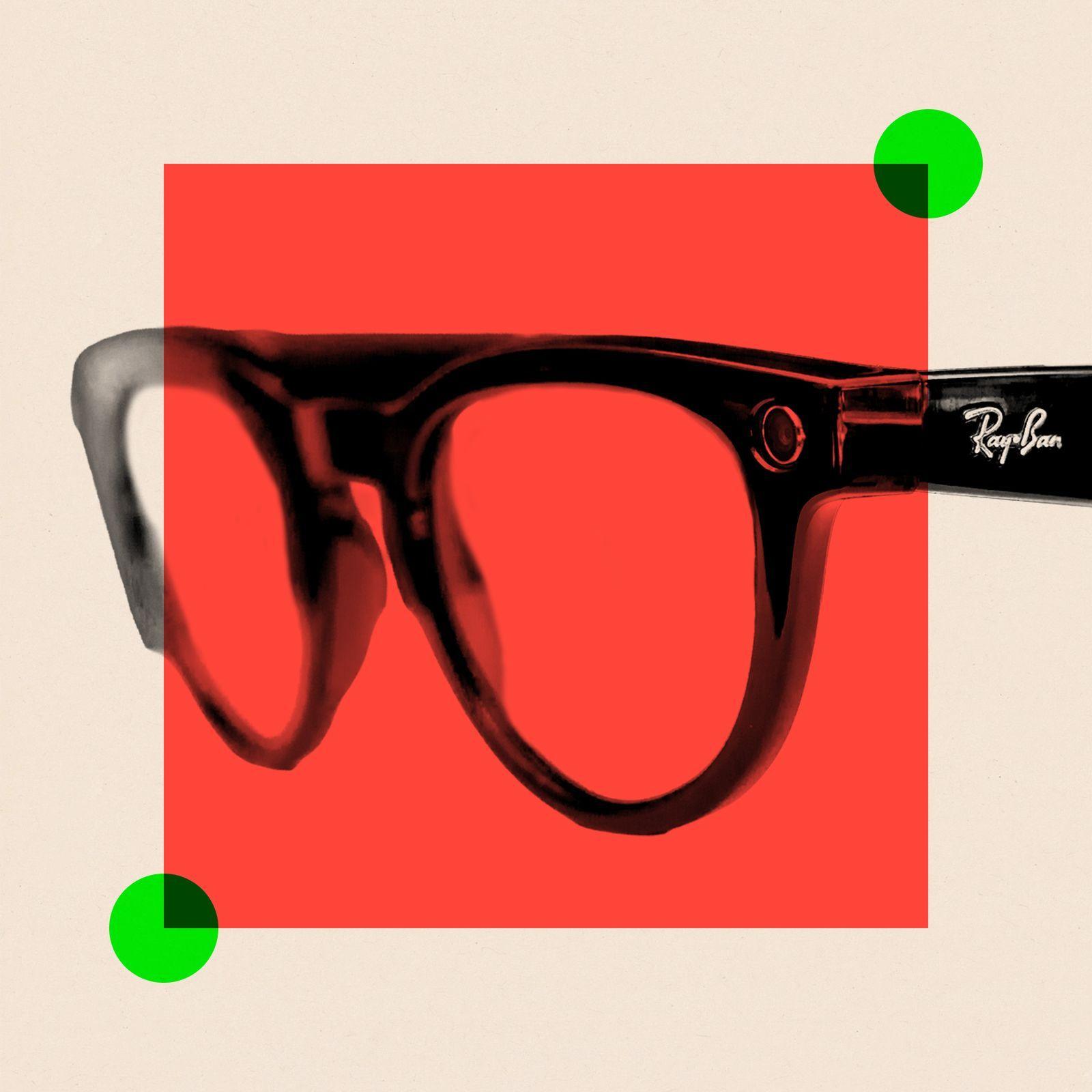 A treated image of black Ray-Ban glasses