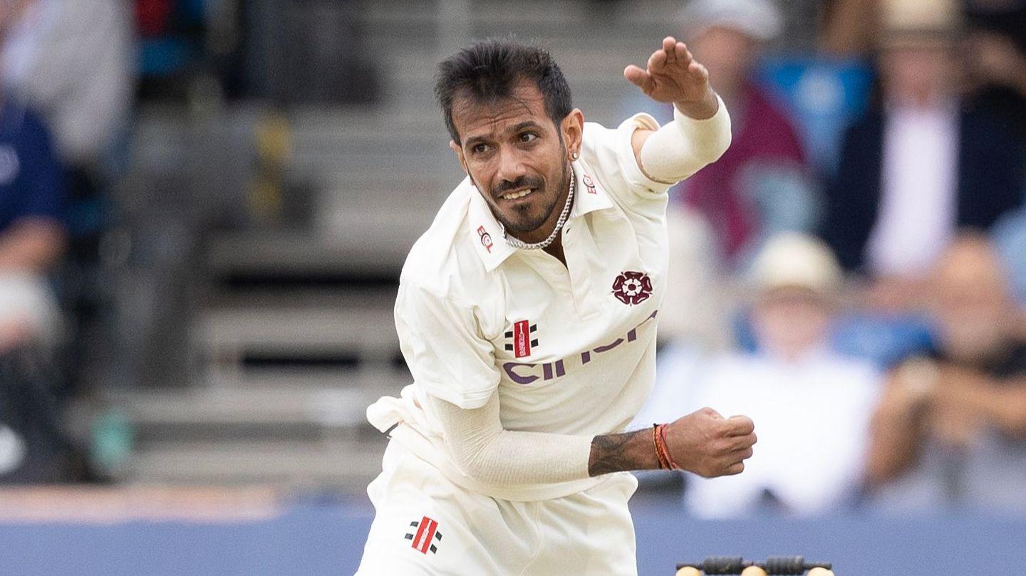 Northamptonshire's Yuzvendra Chahal bowling in a County Championship match