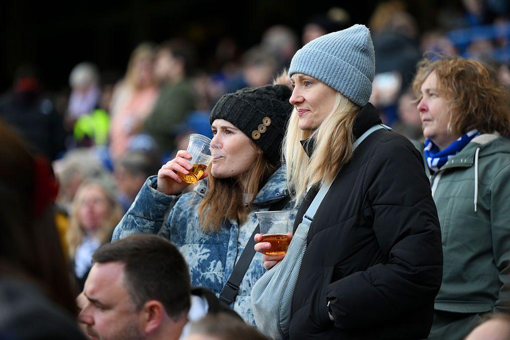 WSL fans drinking in the stands