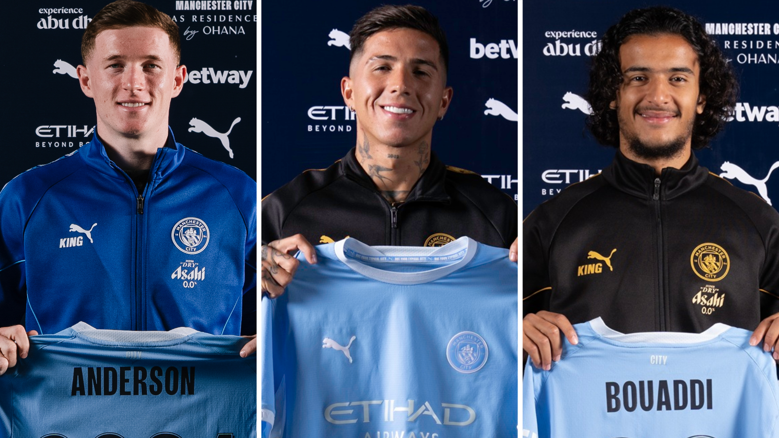 Elliot Anderson (left), Enzo Fernandez (middle) and Ayyoub Bouaddi