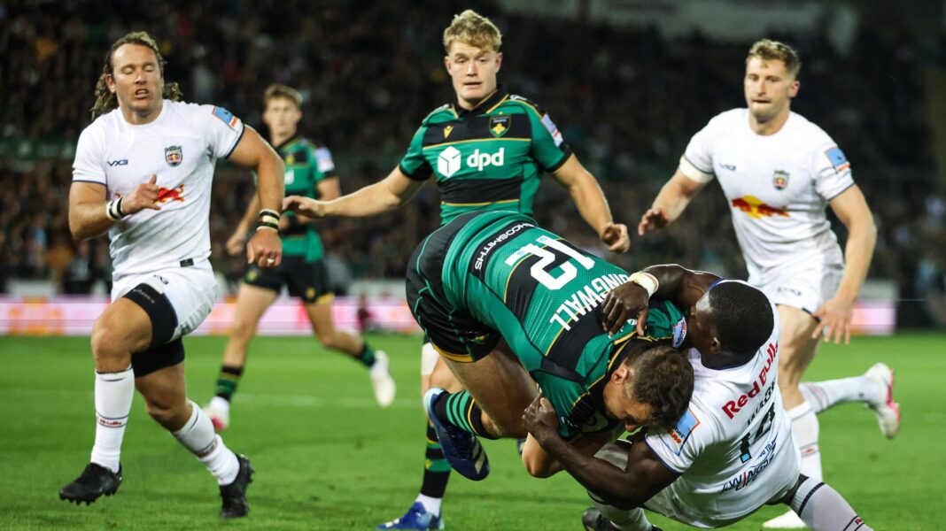 Fraser Dingwall is tackled by Newcastle's Christian Wade