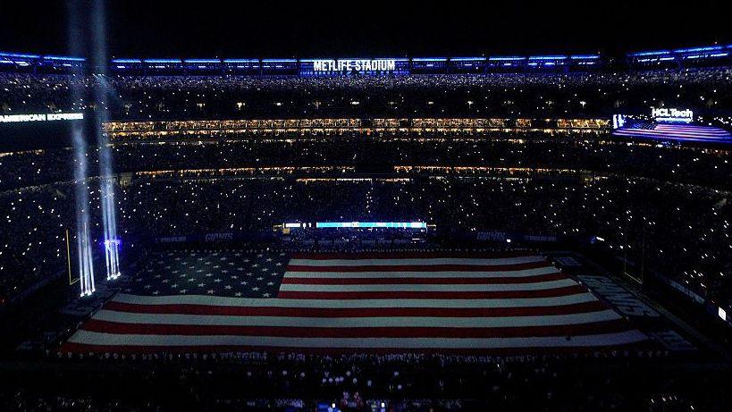 A Tribute in Light in memory of victims of 9/11 at MetLife Stadium
