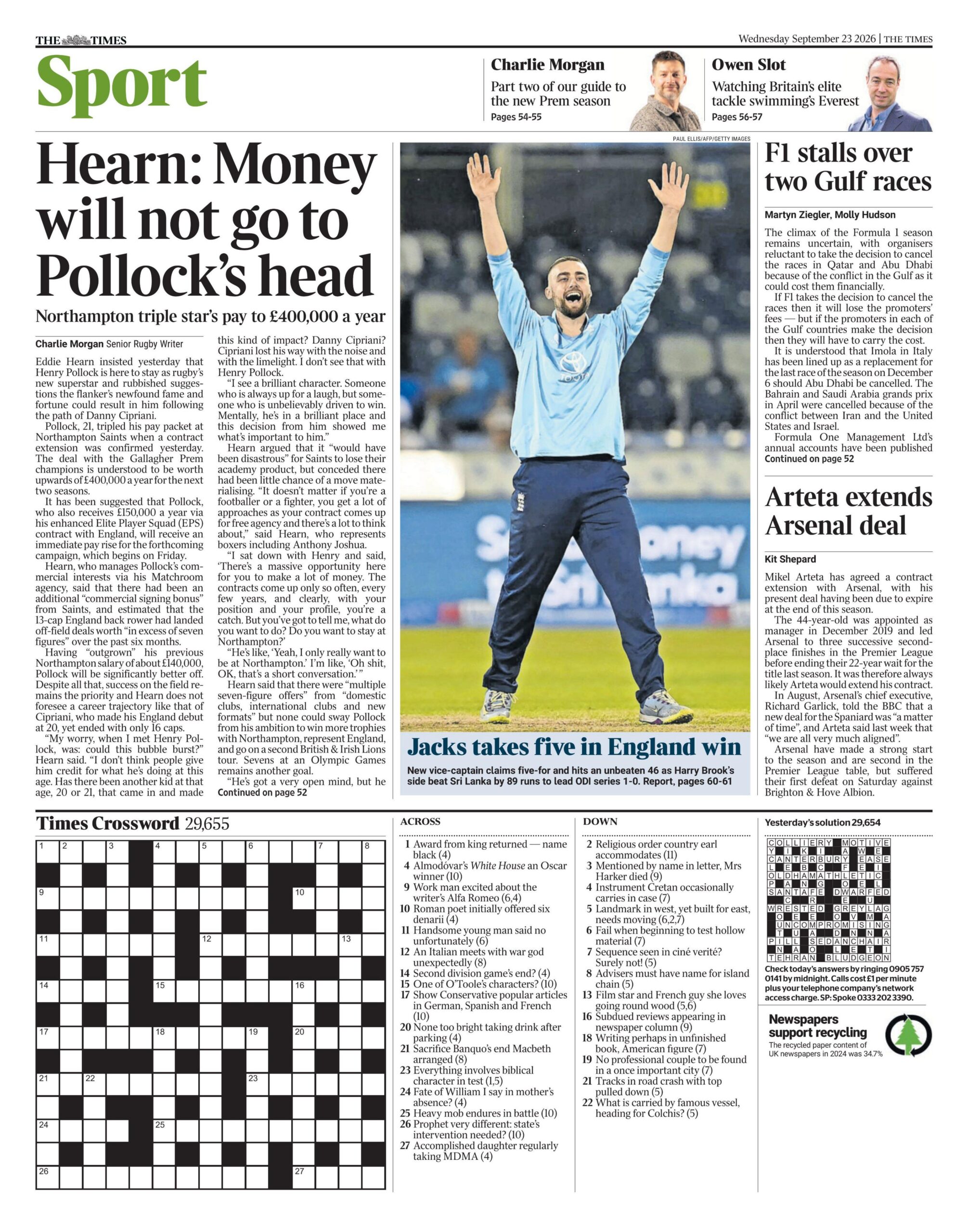 The Times back page