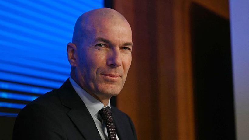 Zinedine Zidane looking on at a news conference