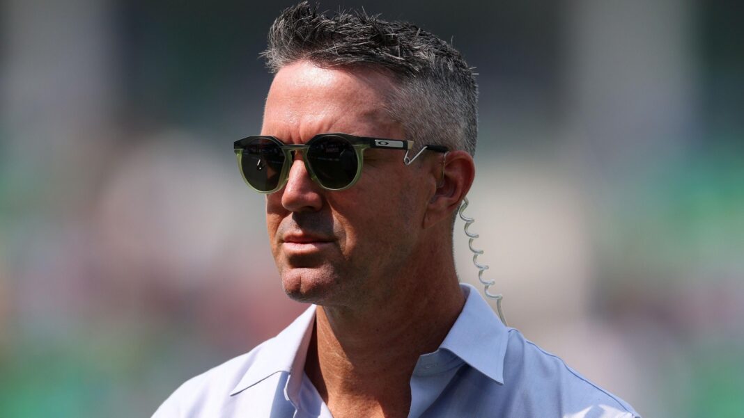 Kevin Pietersen looks on during a commentary spell