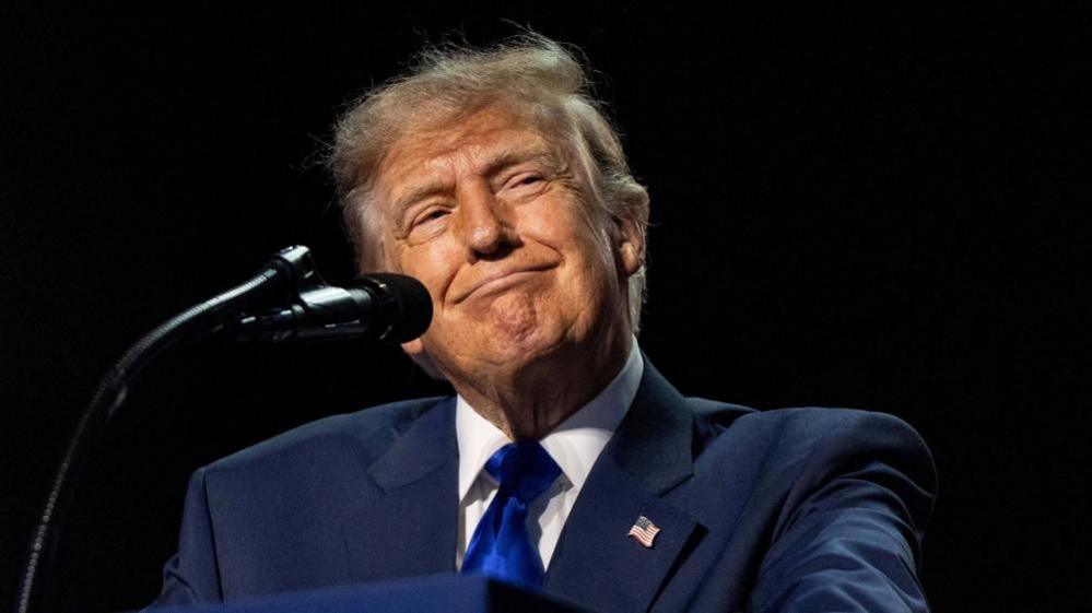 US President Donald Trump speaks on the first day of the Midterm Republican National Convention in Texas