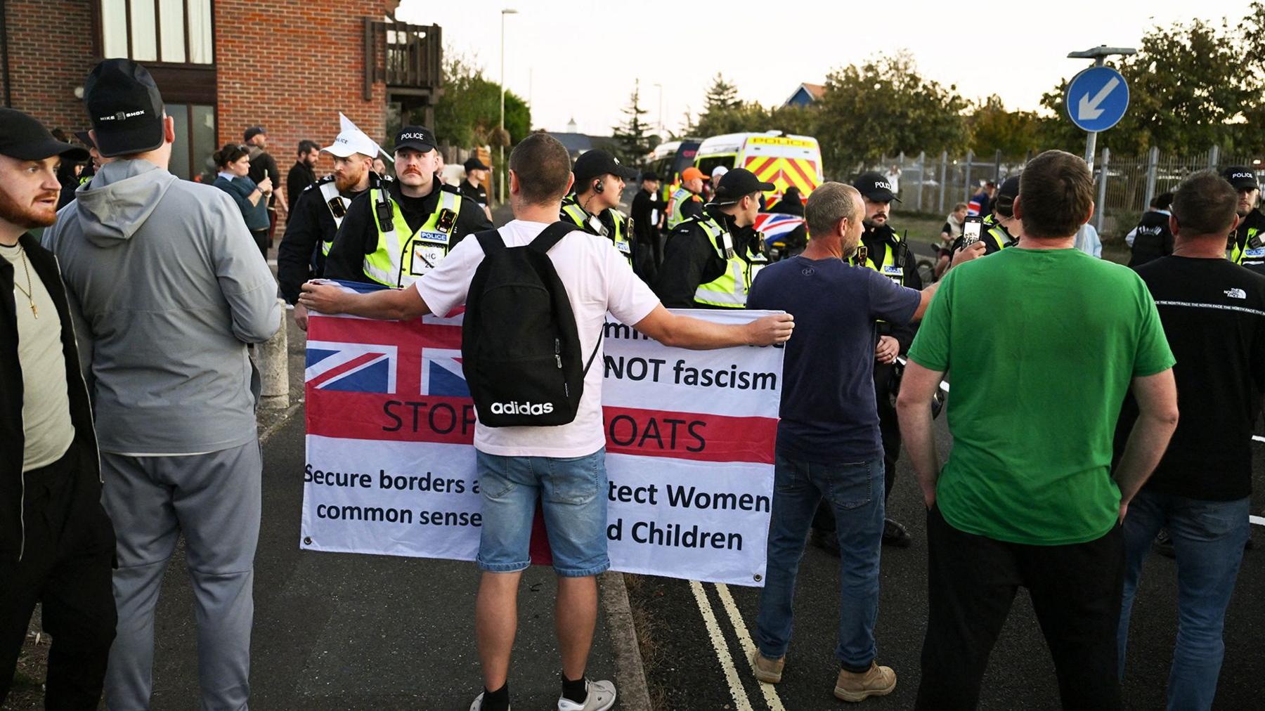 Protesters in Gosport, Hampshire