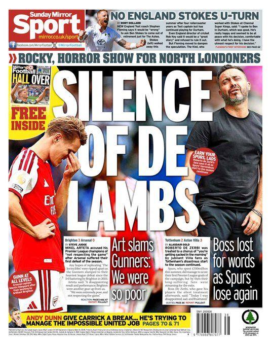 The sport page of the Sunday Mirror