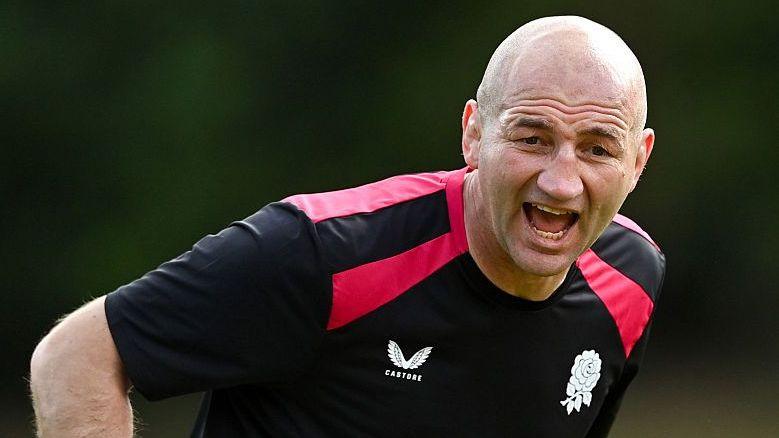 England coach Steve Borthwick shouts during a training session in June 2026