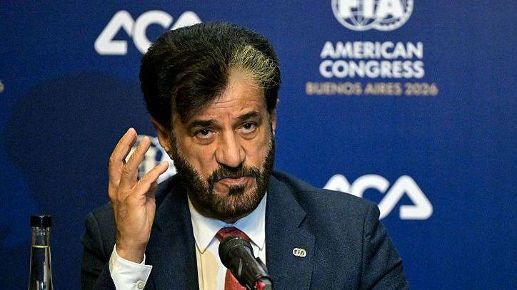 FIA president Mohammed Ben Sulayem speaks at a news conference during the FIA American Congress in September 2026