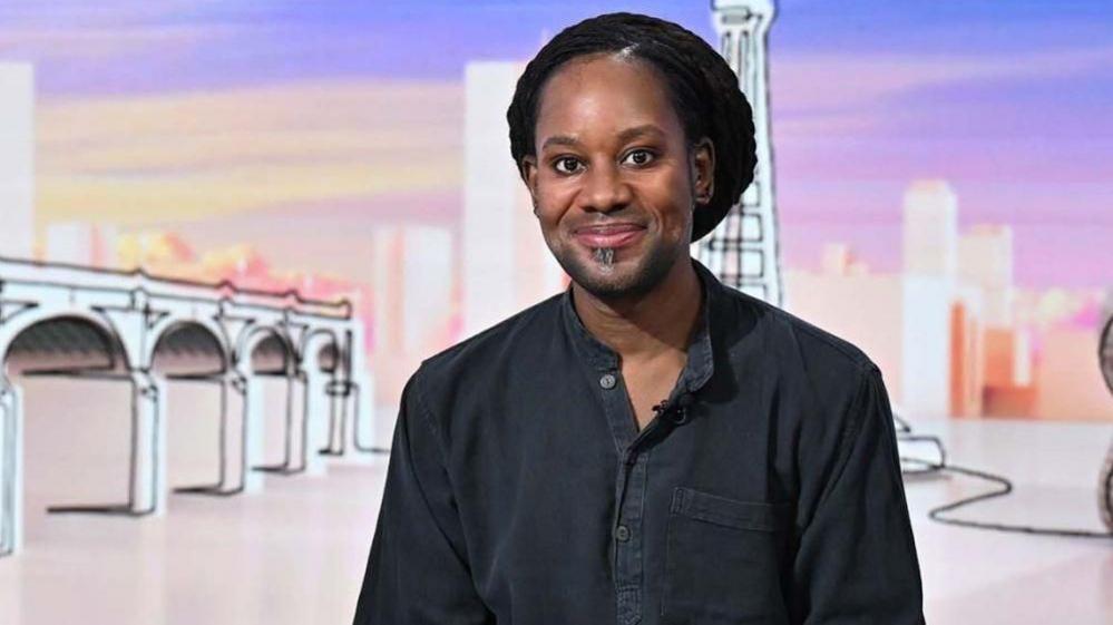 Jason Arday photographed on the panel of BBC show Sunday with Laura Kussenberg