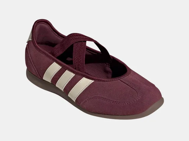 Image may contain: Clothing, Footwear, Shoe, Maroon, Sandal, and Sneaker